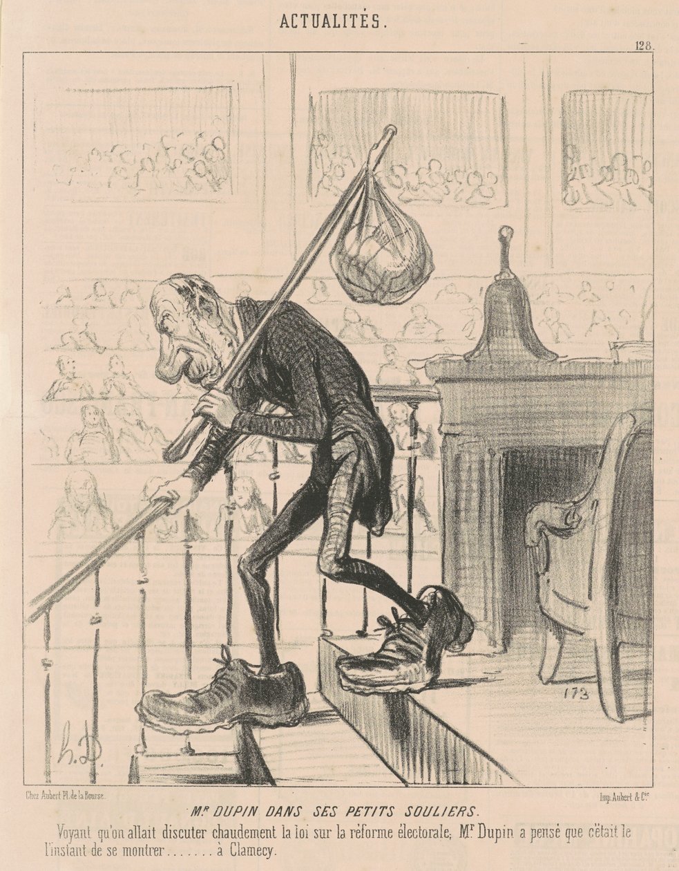 M. Dupin in zijn kleine schoenen door Honoré Daumier