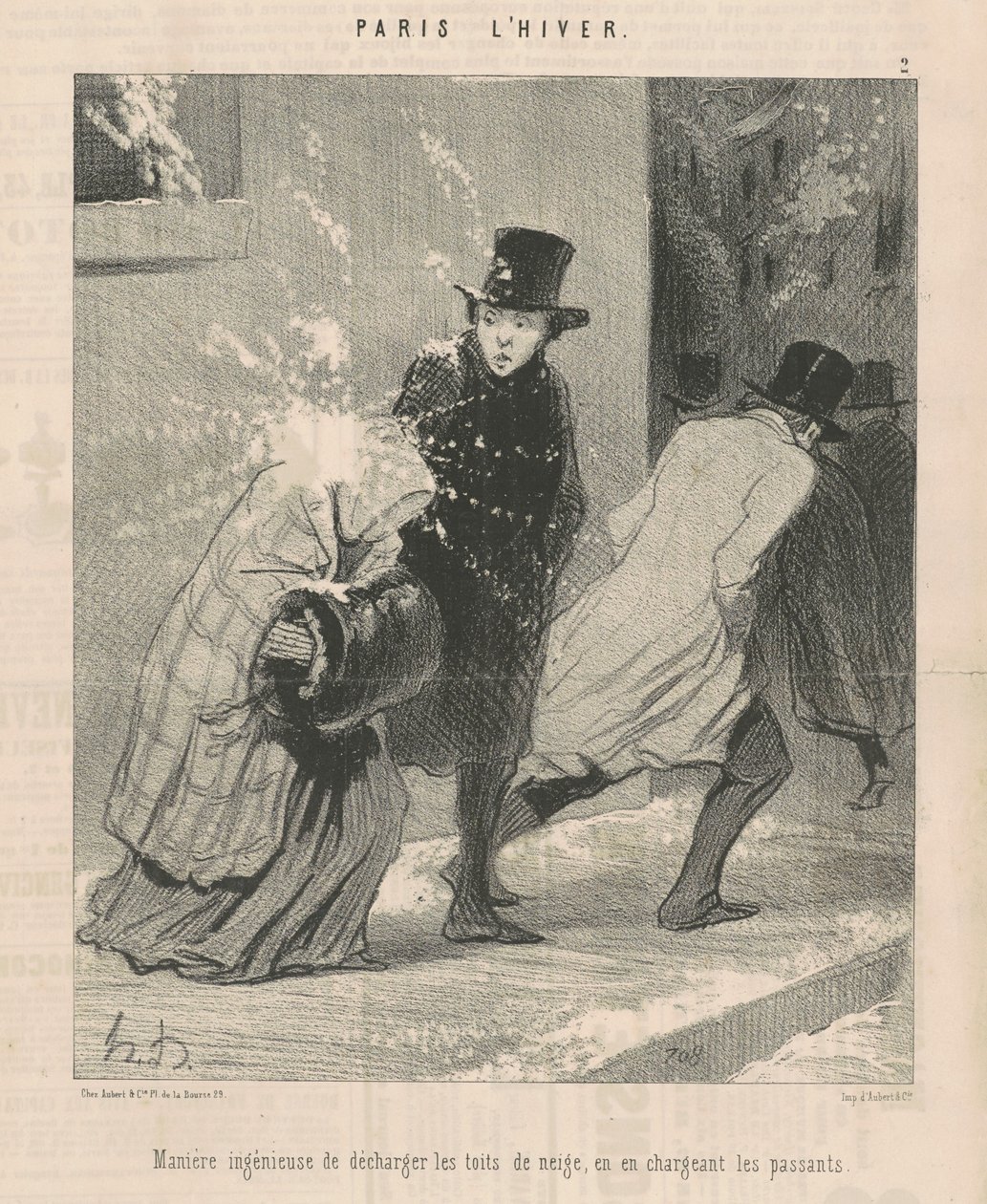 Ingenieuze manier om de daken te ontladen door Honoré Daumier