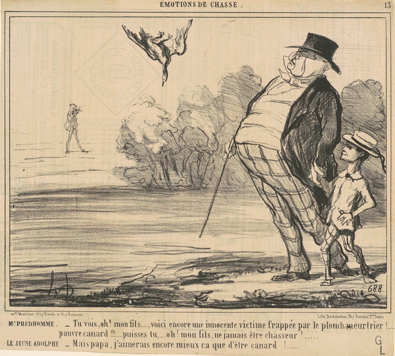 Mr Prudhomme. Zie je, Oh! Mijn zoon ... door Honoré Daumier