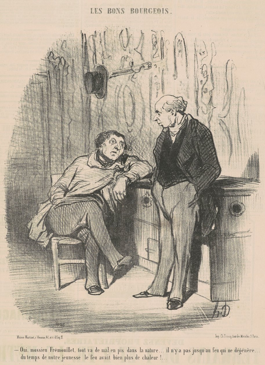 Ja, meneer Fremouillet, alles gaat van kwaad tot erger... door Honoré Daumier