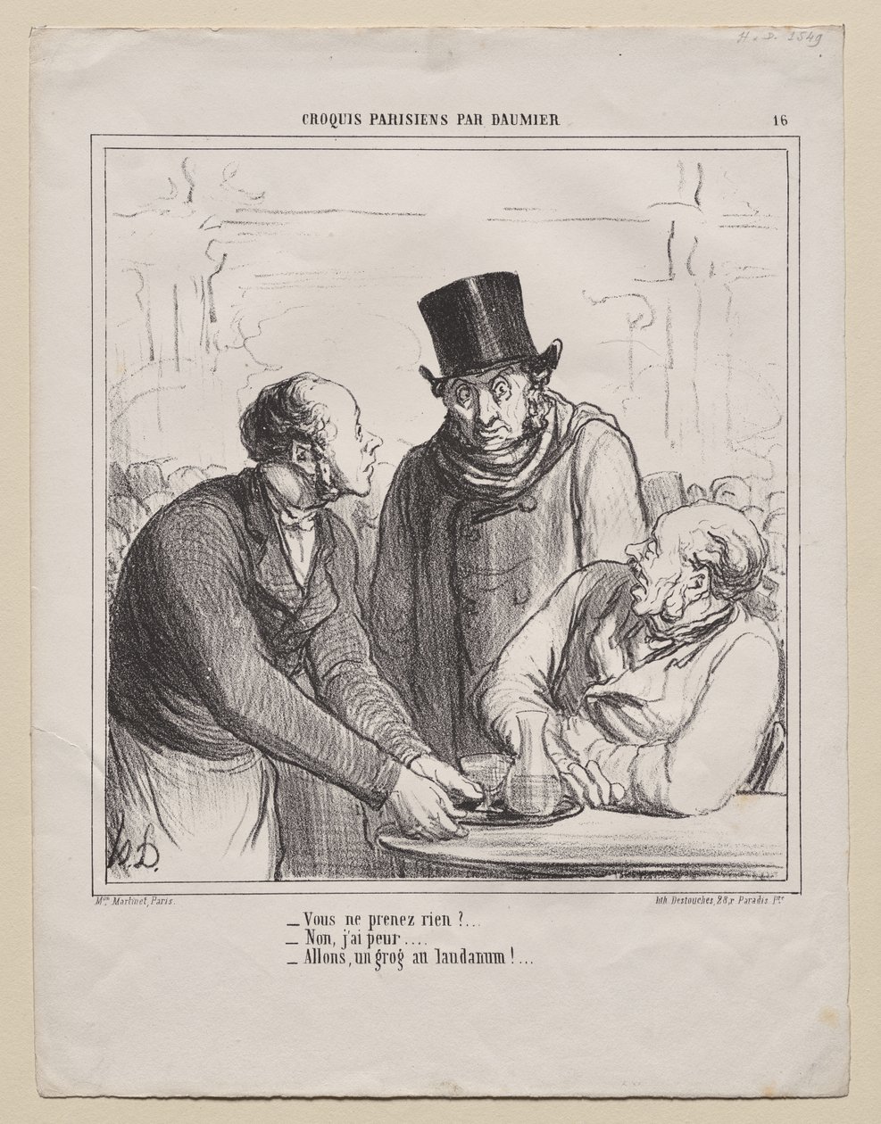 Parijse Schetsen, plaat 16: Je zult niets nemen? door Honoré Daumier