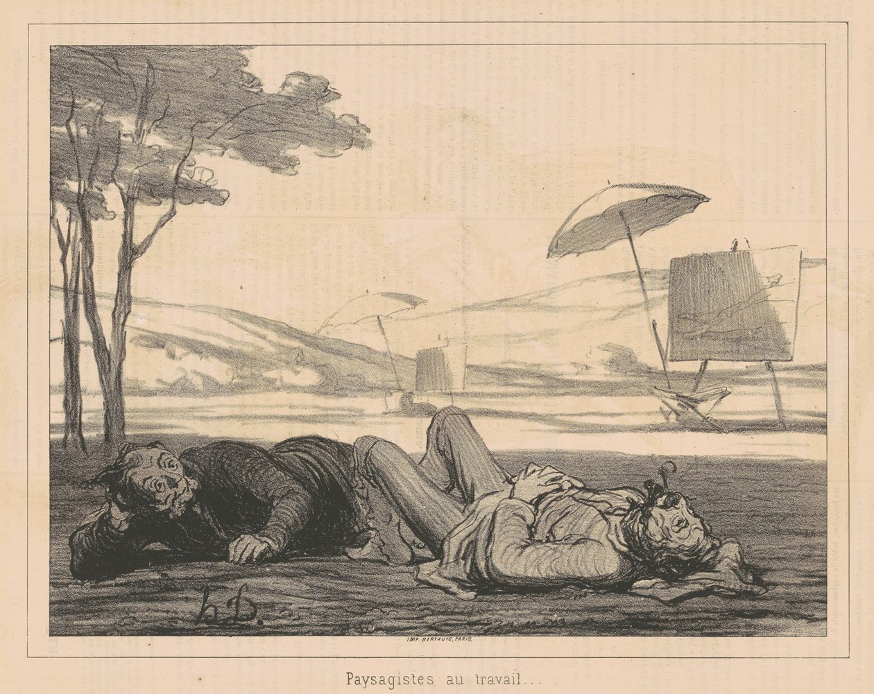 Landschapsschilders aan het werk door Honoré Daumier
