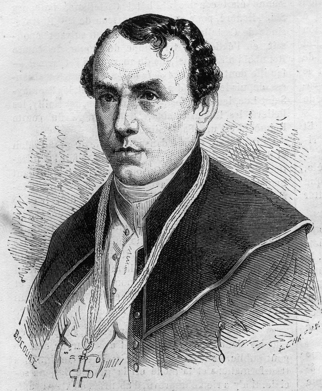 Portret van Sigismond Felix Felinski (1822-1895), aartsbisschop van Warschau (Polen). Gravure in "Le Monde Illustré" nr. 314 van 18 april 1863 door Honoré Daumier