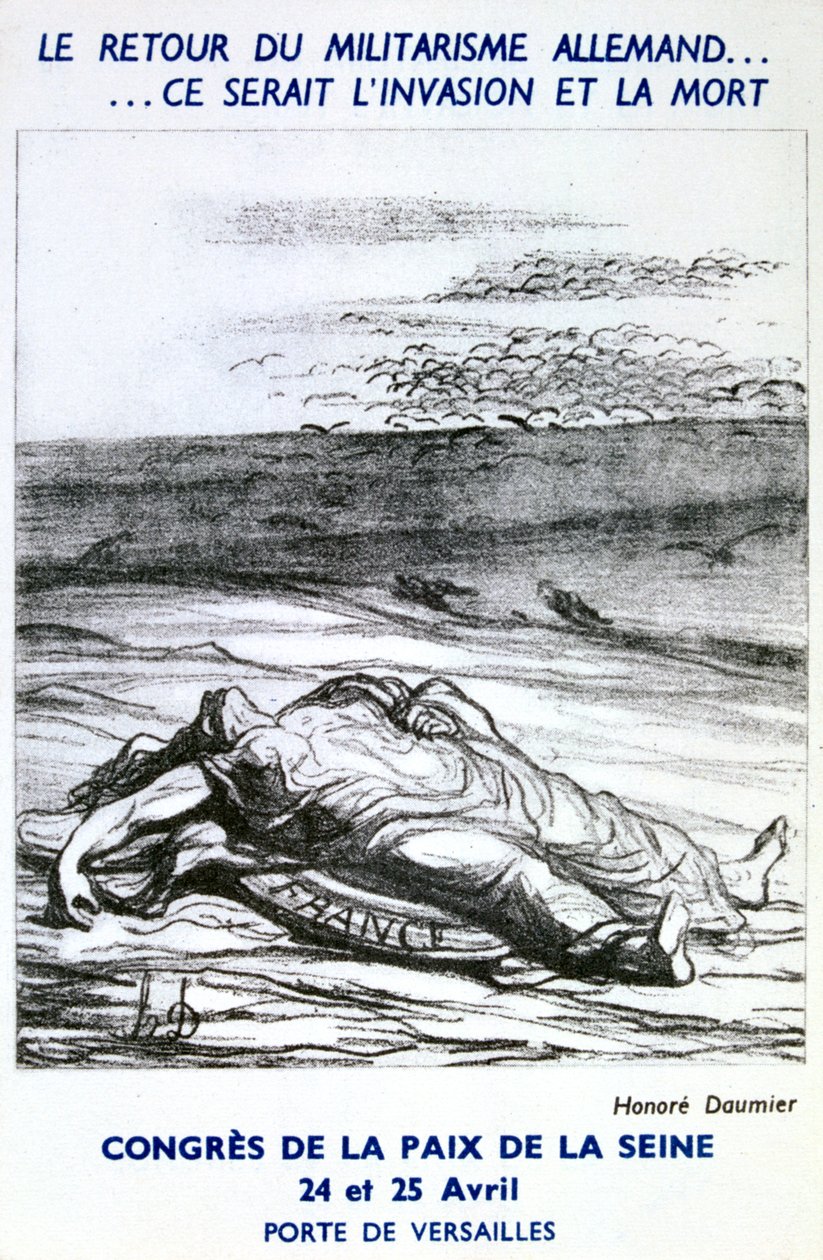 Ansichtkaart ter promotie van het Vredescongres van de Seine, Parijs door Honoré Daumier