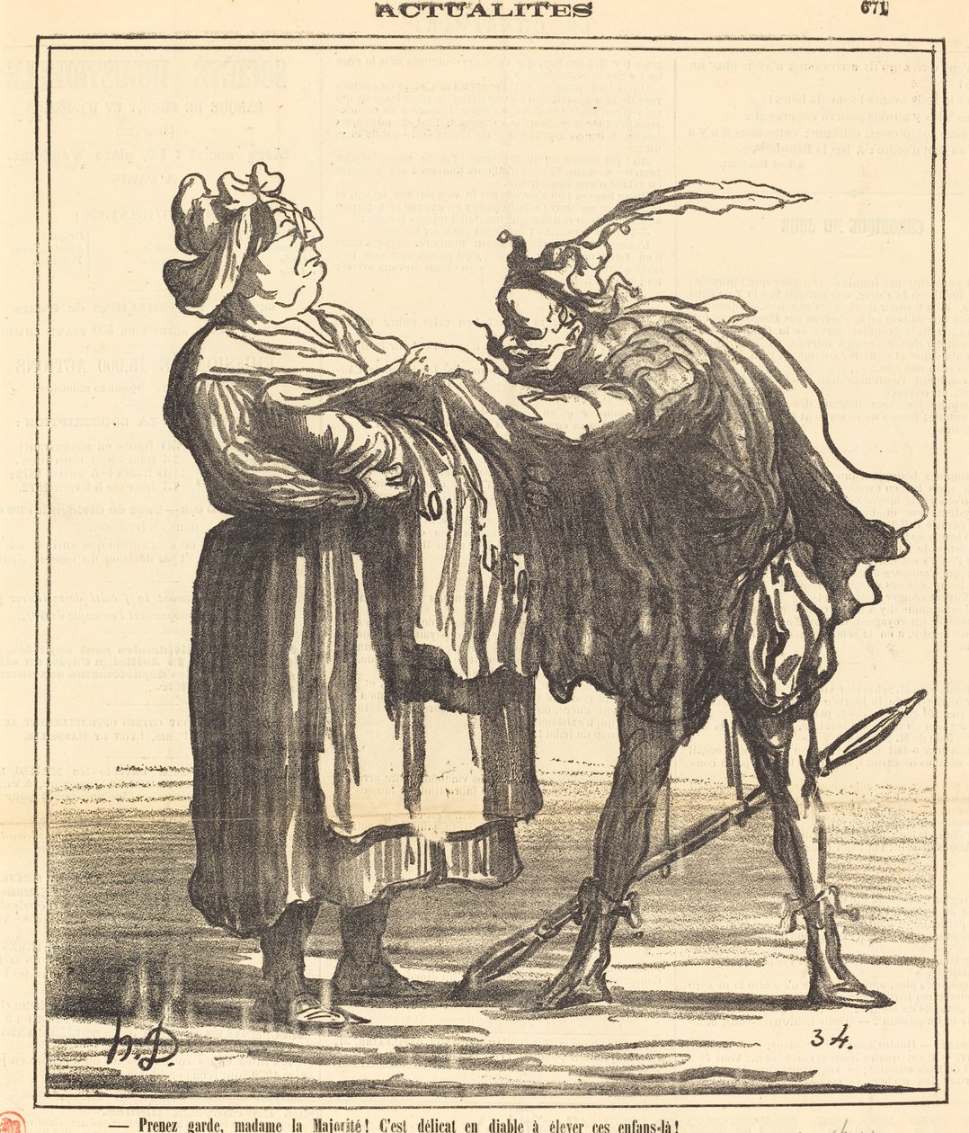 Pas op, mevrouw de meerderheid! door Honoré Daumier