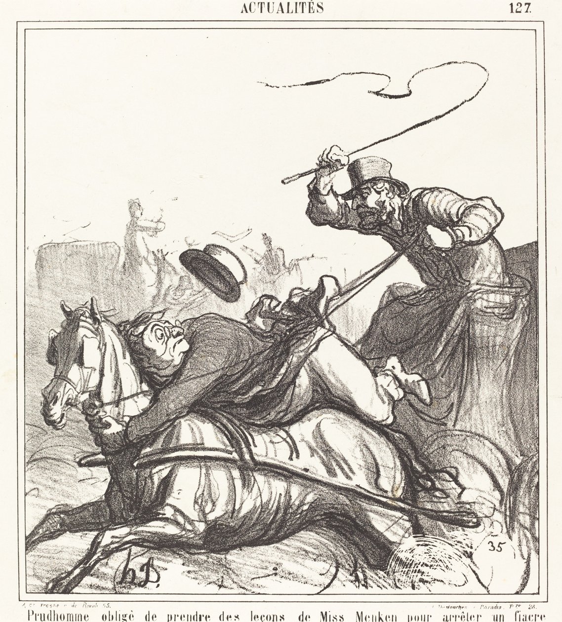 Prudhomme gedwongen om lessen te nemen... door Honoré Daumier