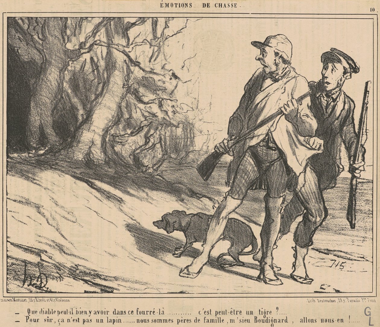 Wat kan er in dat struikgewas zijn? ... door Honoré Daumier