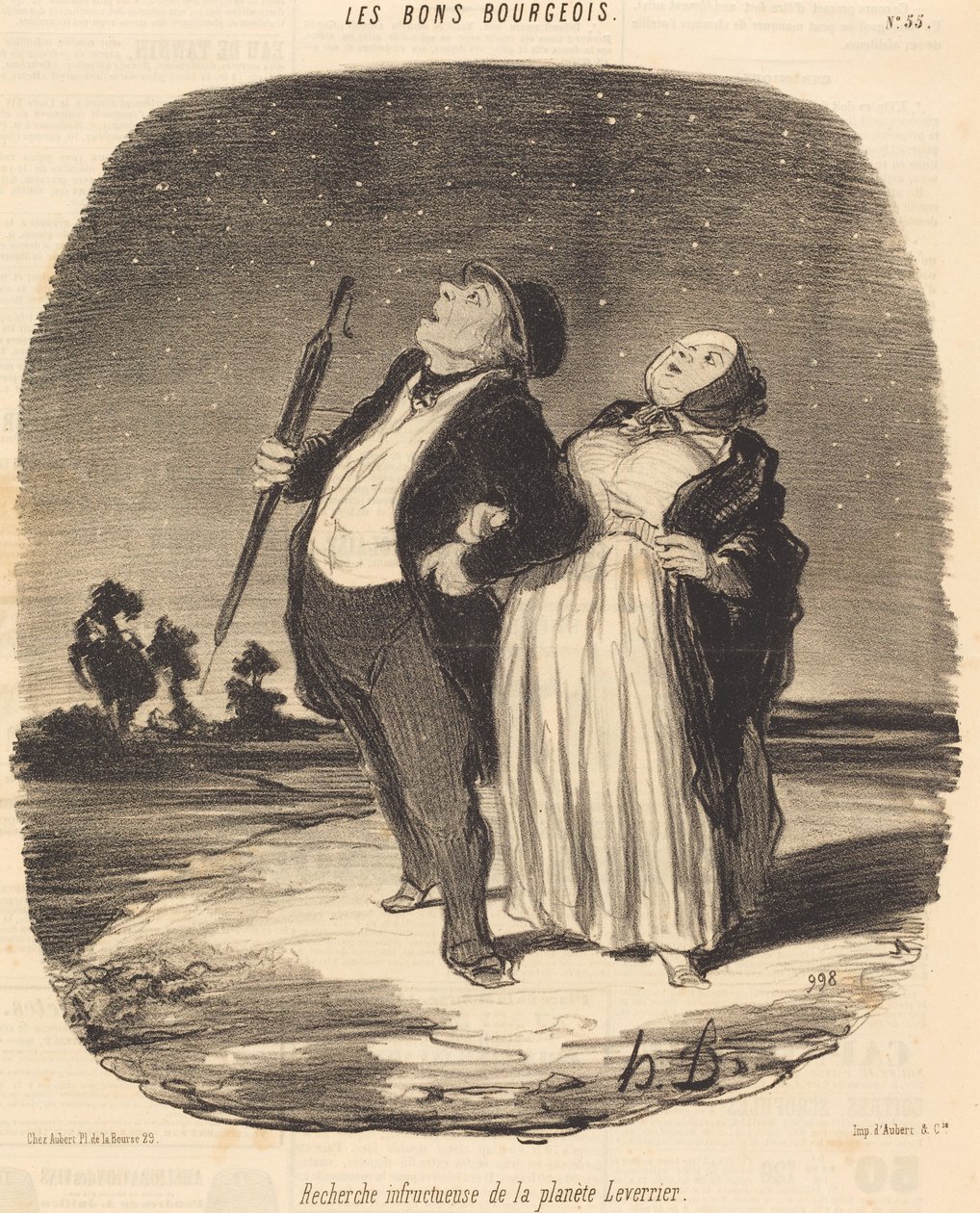 Mislukte zoektocht naar de planeet Leverrier door Honoré Daumier