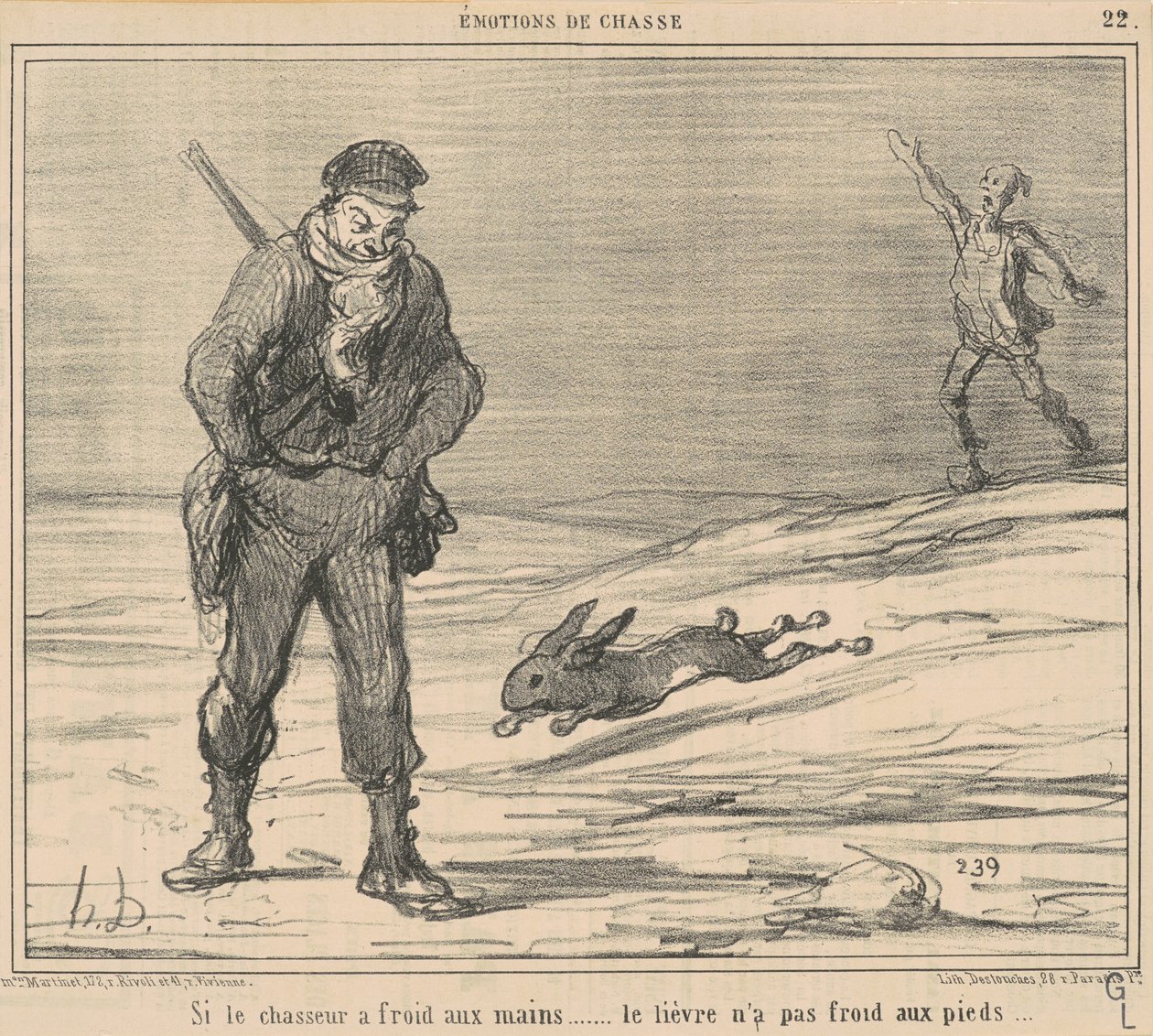 Als de jager het koud heeft... heeft de haas het niet koud... door Honoré Daumier