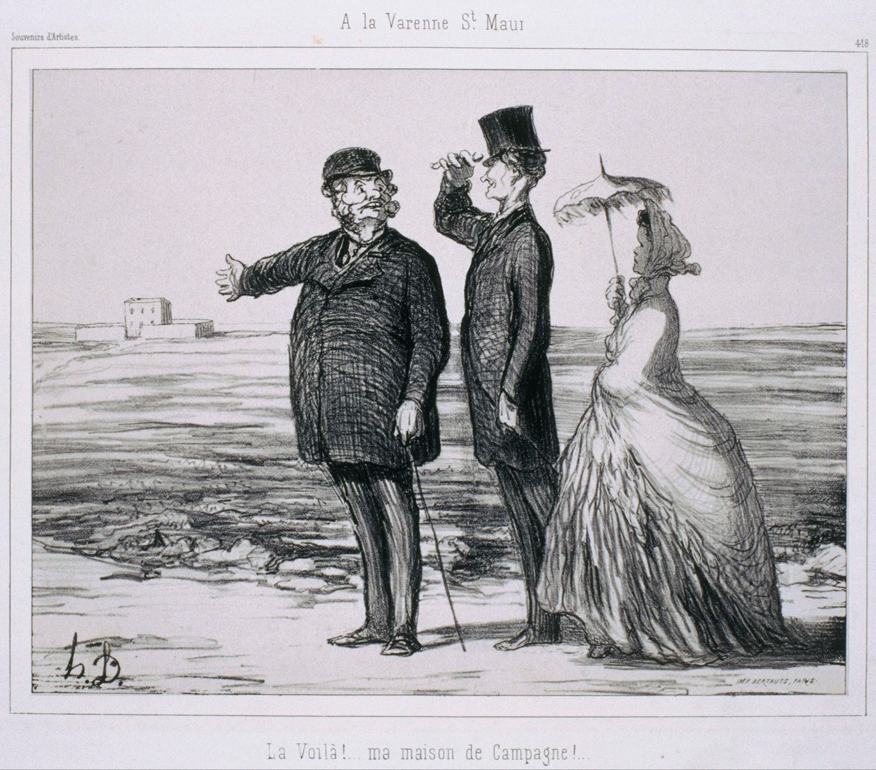 Herinnering aan Kunstenaars - In La Varenne-Saint-Maur door Honoré Daumier