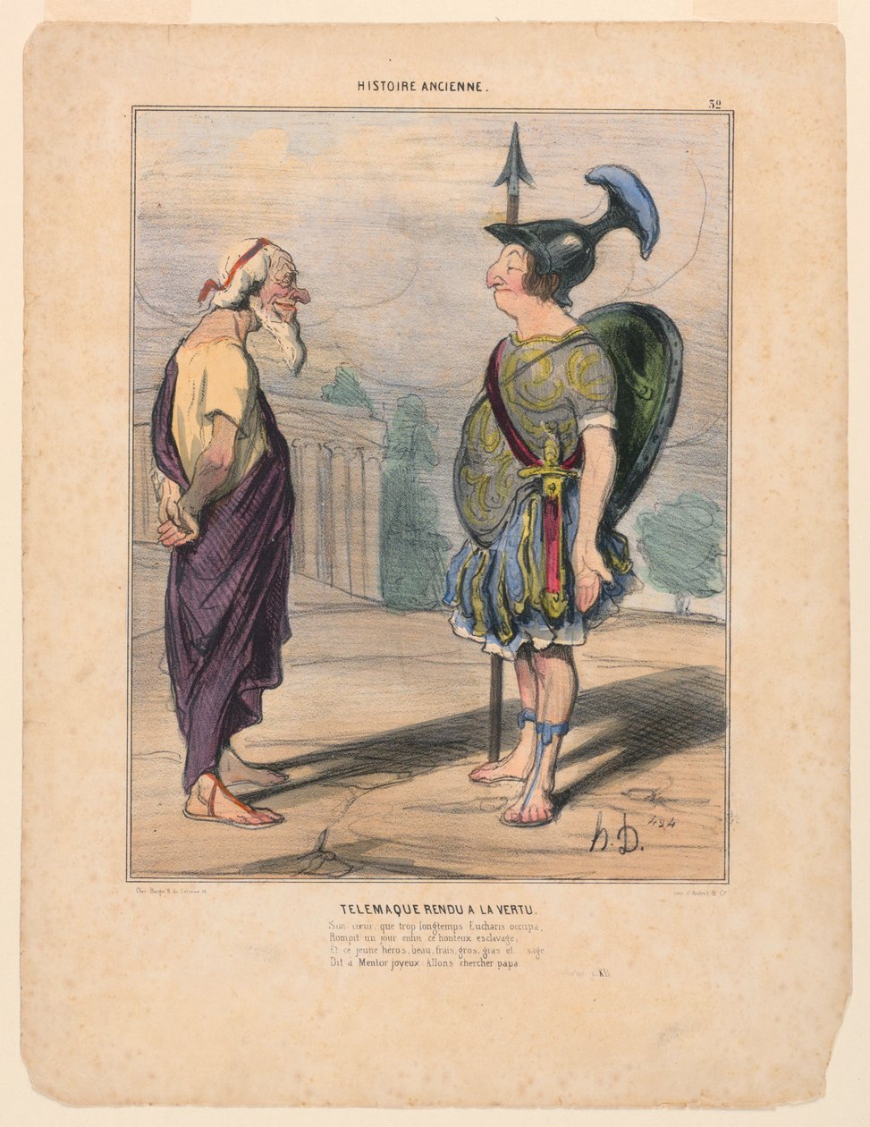 Telemachus Teruggebracht naar de Deugd door Honoré Daumier