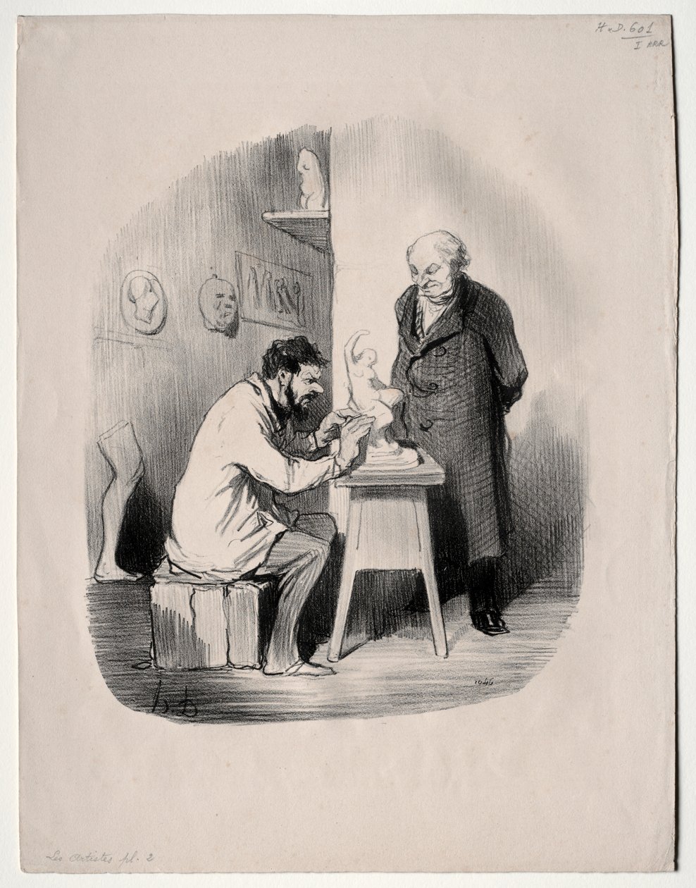 De Kunstenaars, plaat 2: Je moet me op deze manier een dag modelleren door Honoré Daumier
