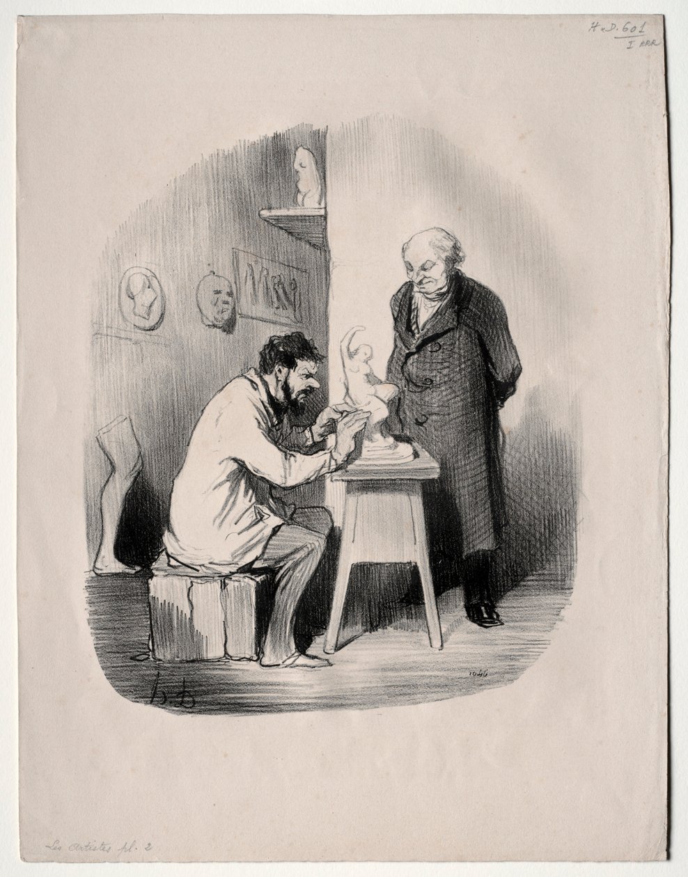 De kunstenaars, plaat 2: Je moet me op deze manier een keer modelleren, 1848 door Honoré Daumier
