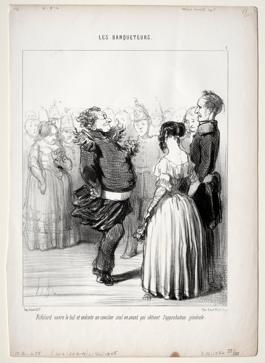 De Banketters, plaat 5: Rifolard opent het bal, 1848 door Honoré Daumier
