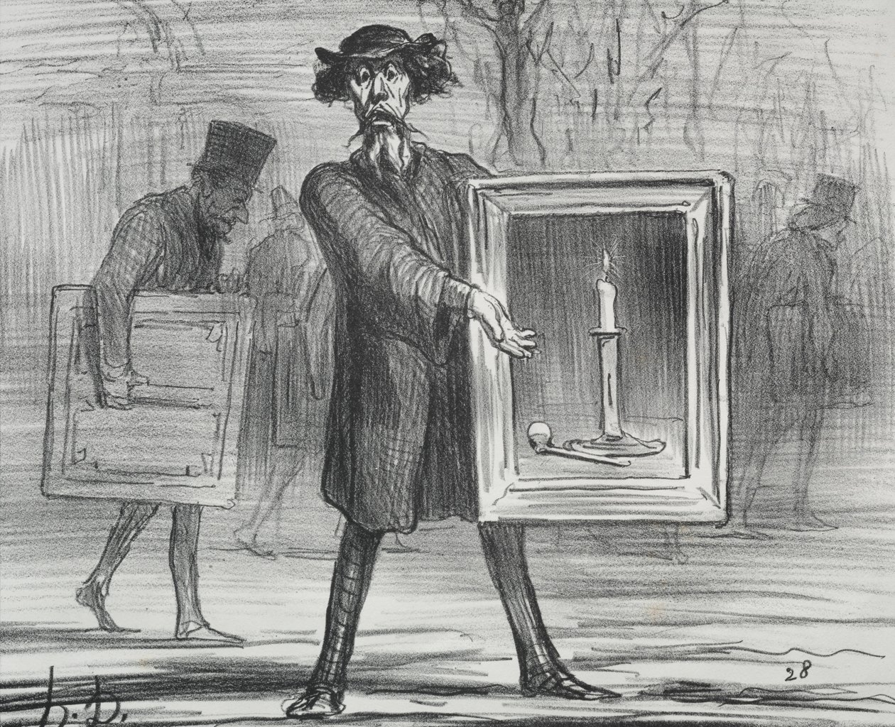 De Tentoonstelling van 1859 plaat 1: Ze hebben dit geweigerd, de Onwetenden!, 1859 door Honoré Daumier
