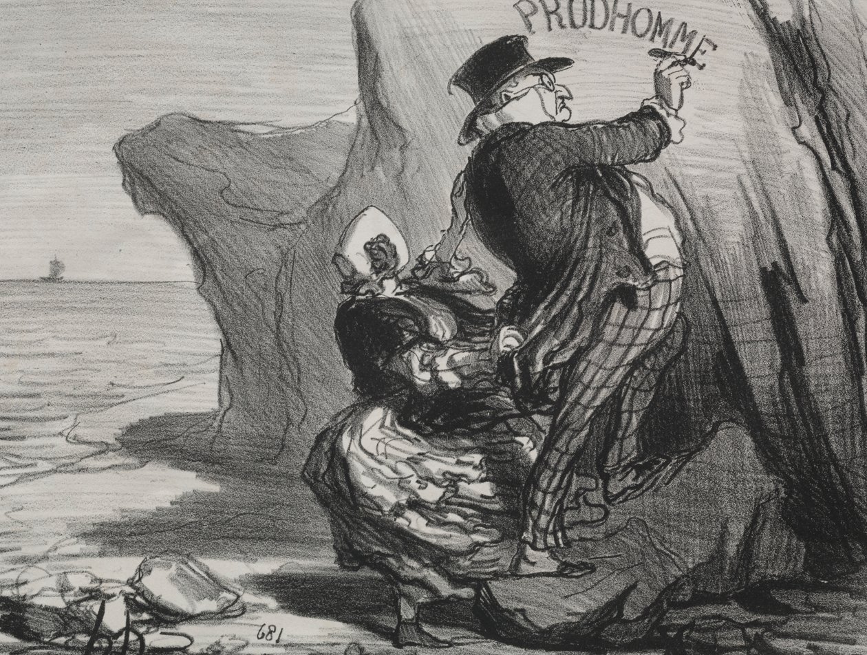 De goede burger (plaat 3): Ik wil een onvergankelijk monument achterlaten van ons bezoek aan deze klif... door Honoré Daumier