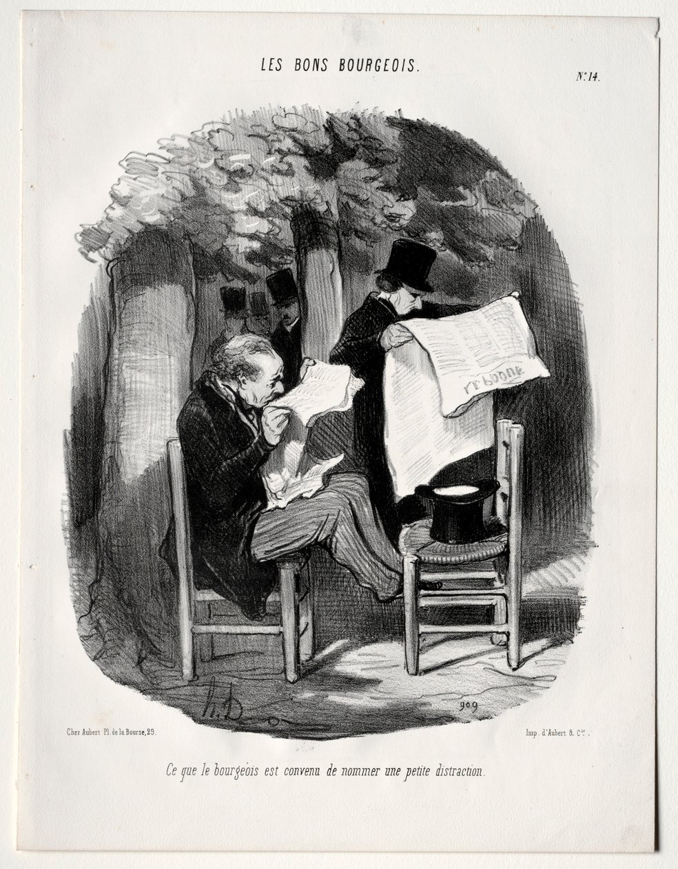 De Goede Bourgeois, plaat 14: Wat de bourgeois als een afleiding beschouwen, 1846 door Honoré Daumier