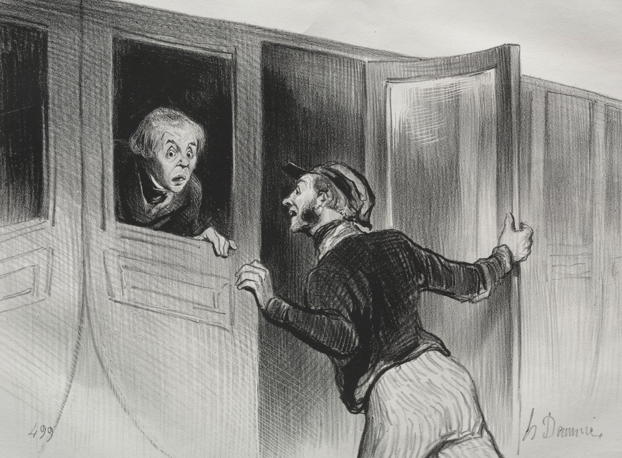 De Spoorwegen, plaat 11: Het Gevaar van Slapen tijdens een Reis door Honoré Daumier