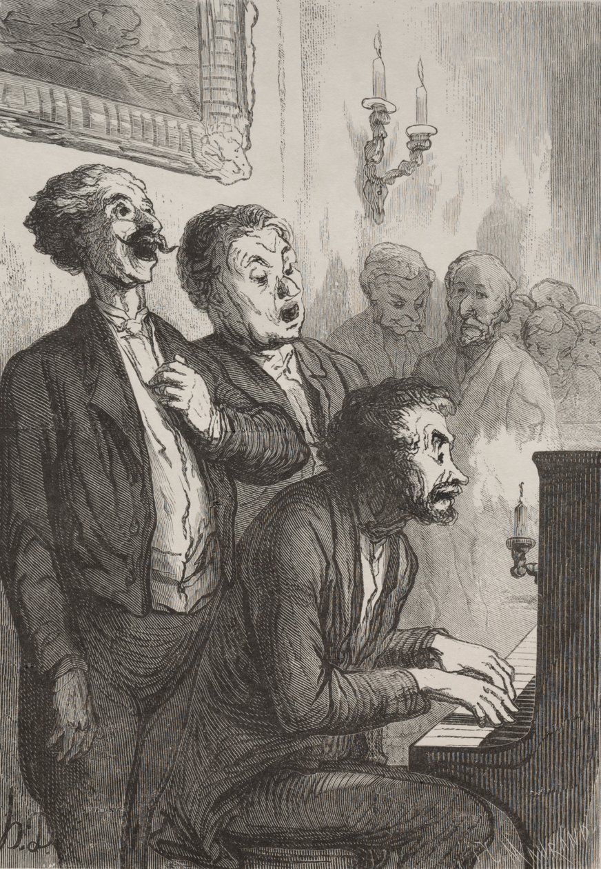 De zangers: De zangers in de salon door Honoré Daumier
