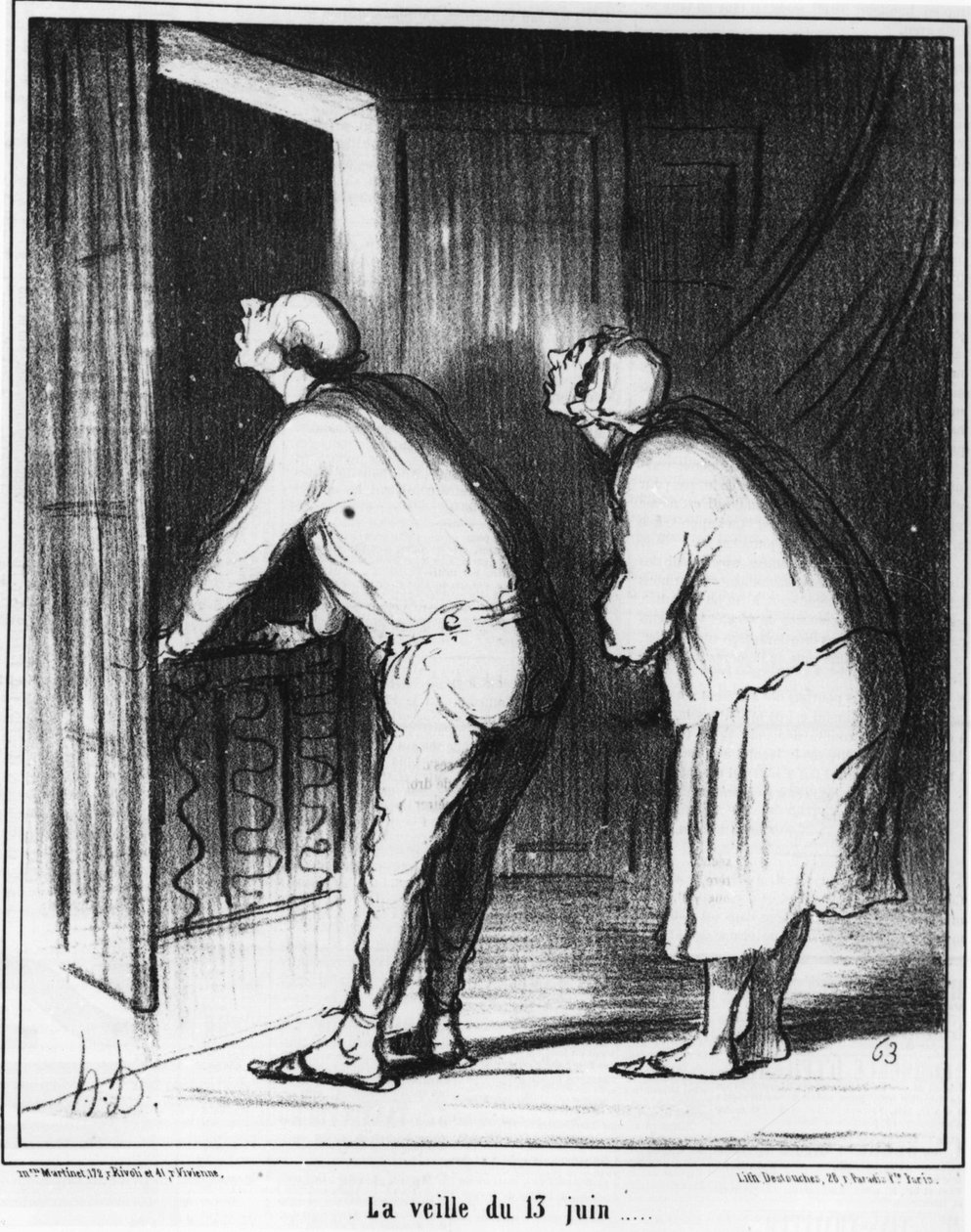 De avond van 13 juni..., cartoon door Honore Daumier door Honoré Daumier