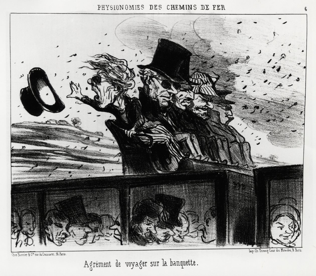 De fysiognomie van de spoorwegen: het is het recht om op de bank te reizen (illustratie door Honore Daumier, gepubliceerd in Charivari) door Honoré Daumier