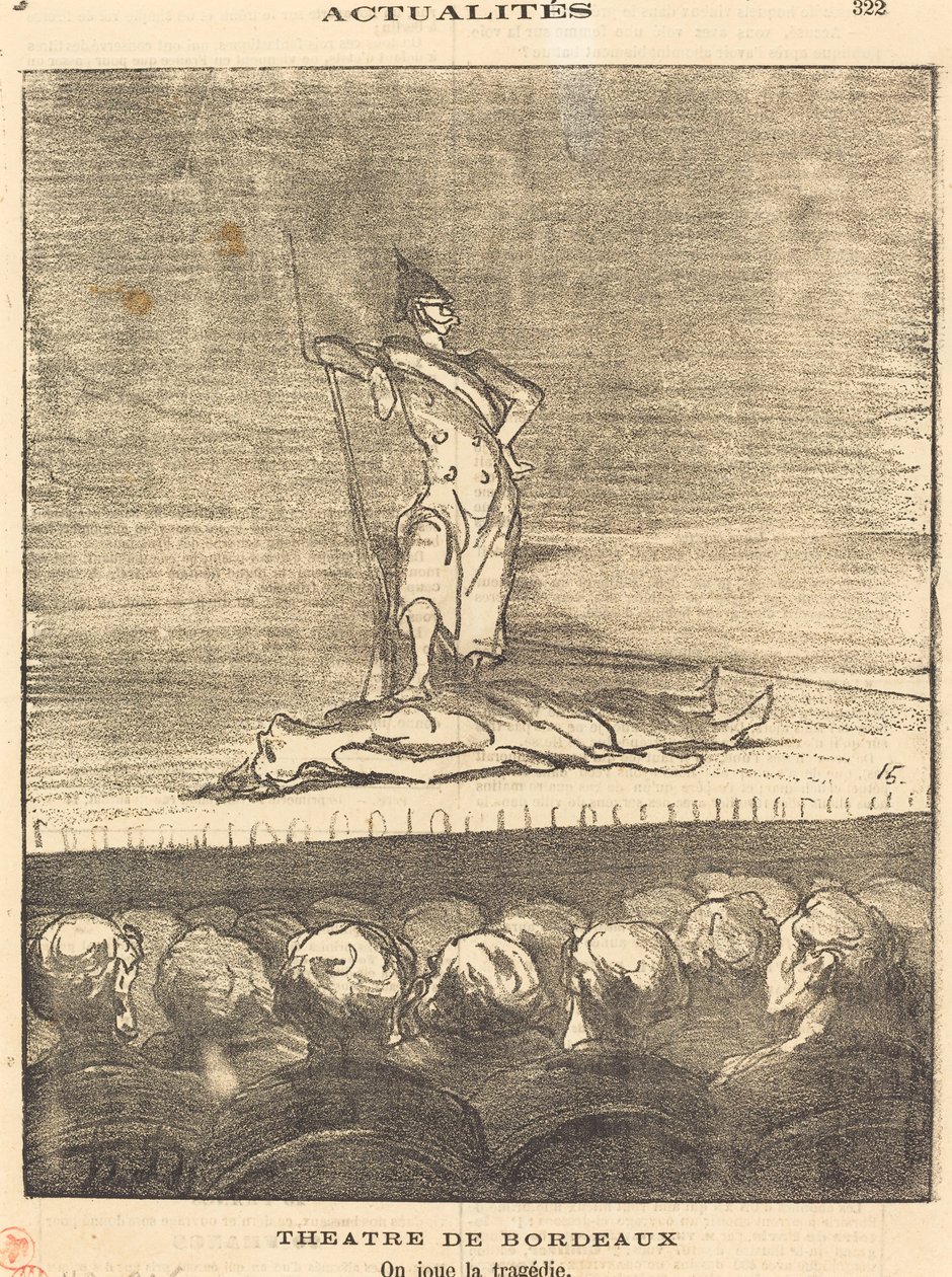 Théâtre de Bordeaux - men speelt de tragedie door Honoré Daumier