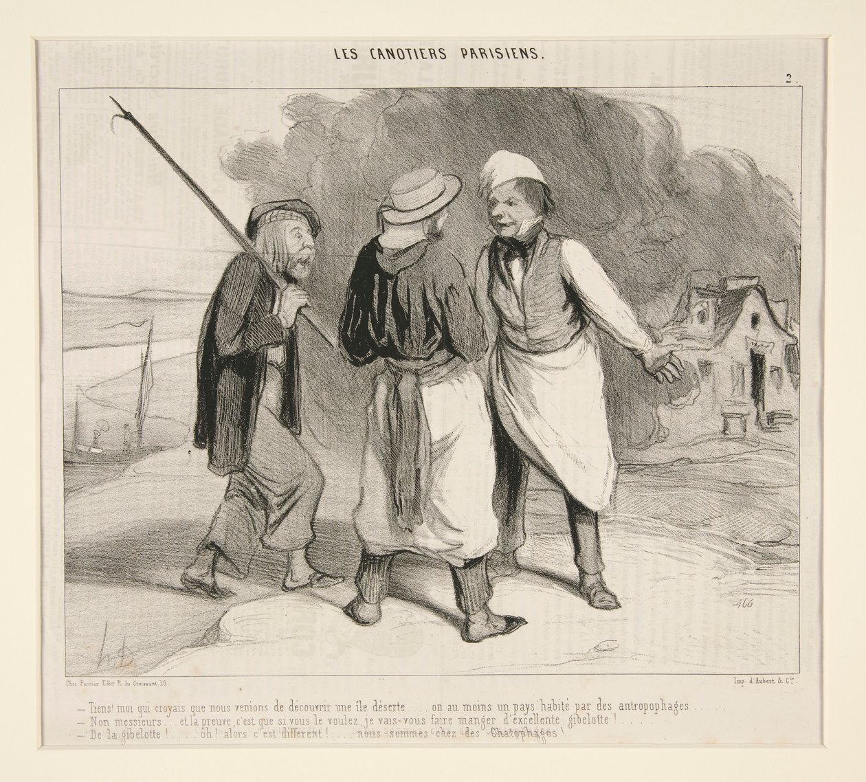 Tiens! moi qui croyais que nous venions de decouvrir une ile deserte door Honoré Daumier
