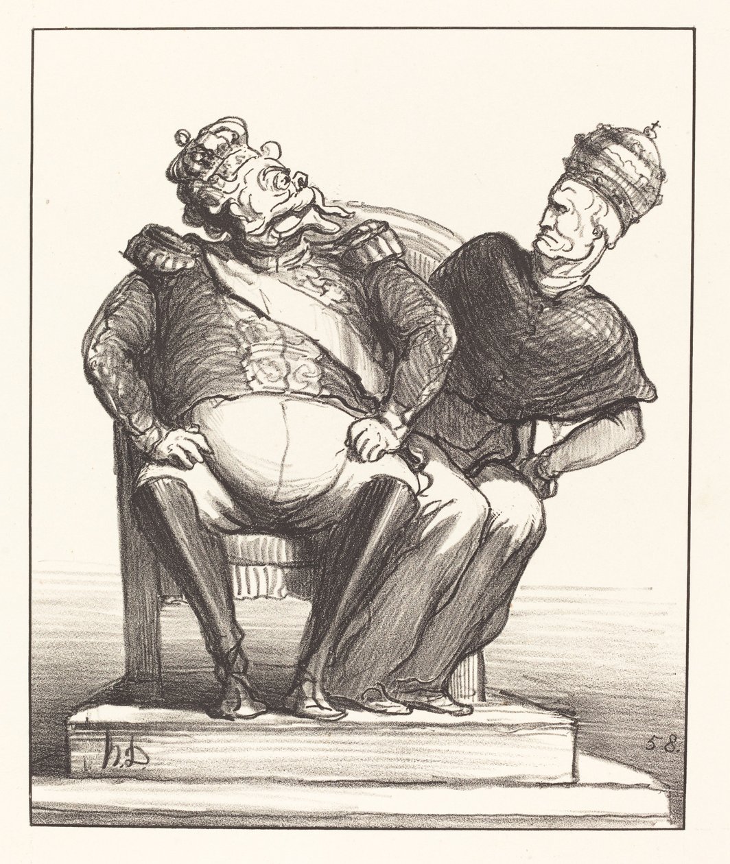 Te Smal voor Twee door Honoré Daumier
