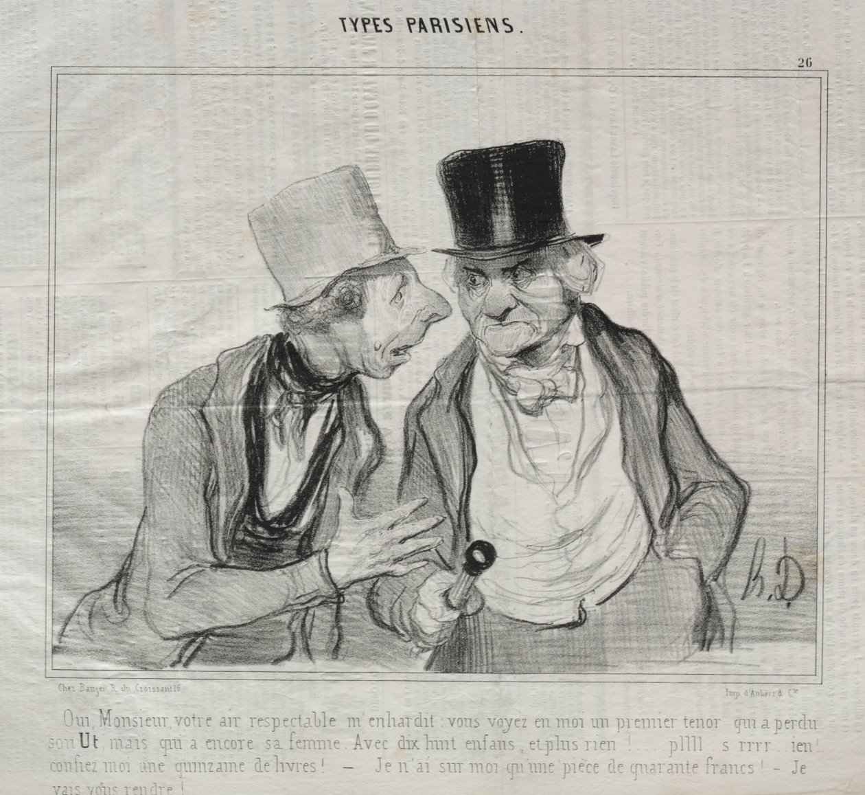Types Parisiens, plaat 26: Ja, Meneer, uw respectabele uitstraling moedigt me aan... door Honoré Daumier