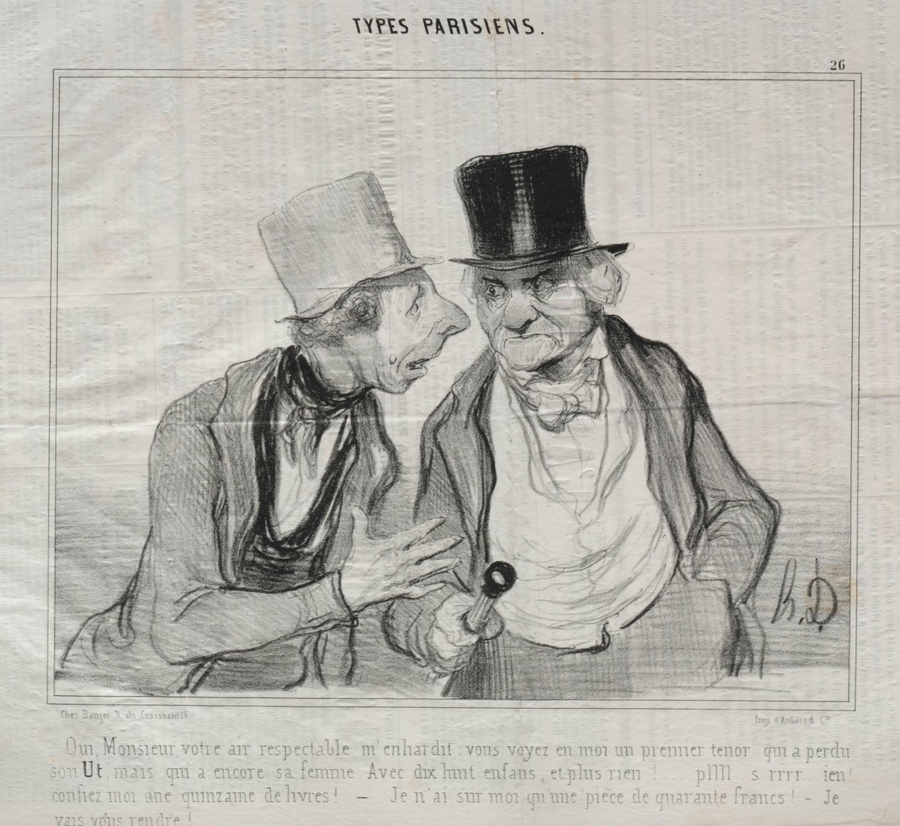 Types Parisiens, plaat 26: Ja, Meneer, uw respectabele uitstraling moedigt mij aan..., 29 mei 1840 door Honoré Daumier