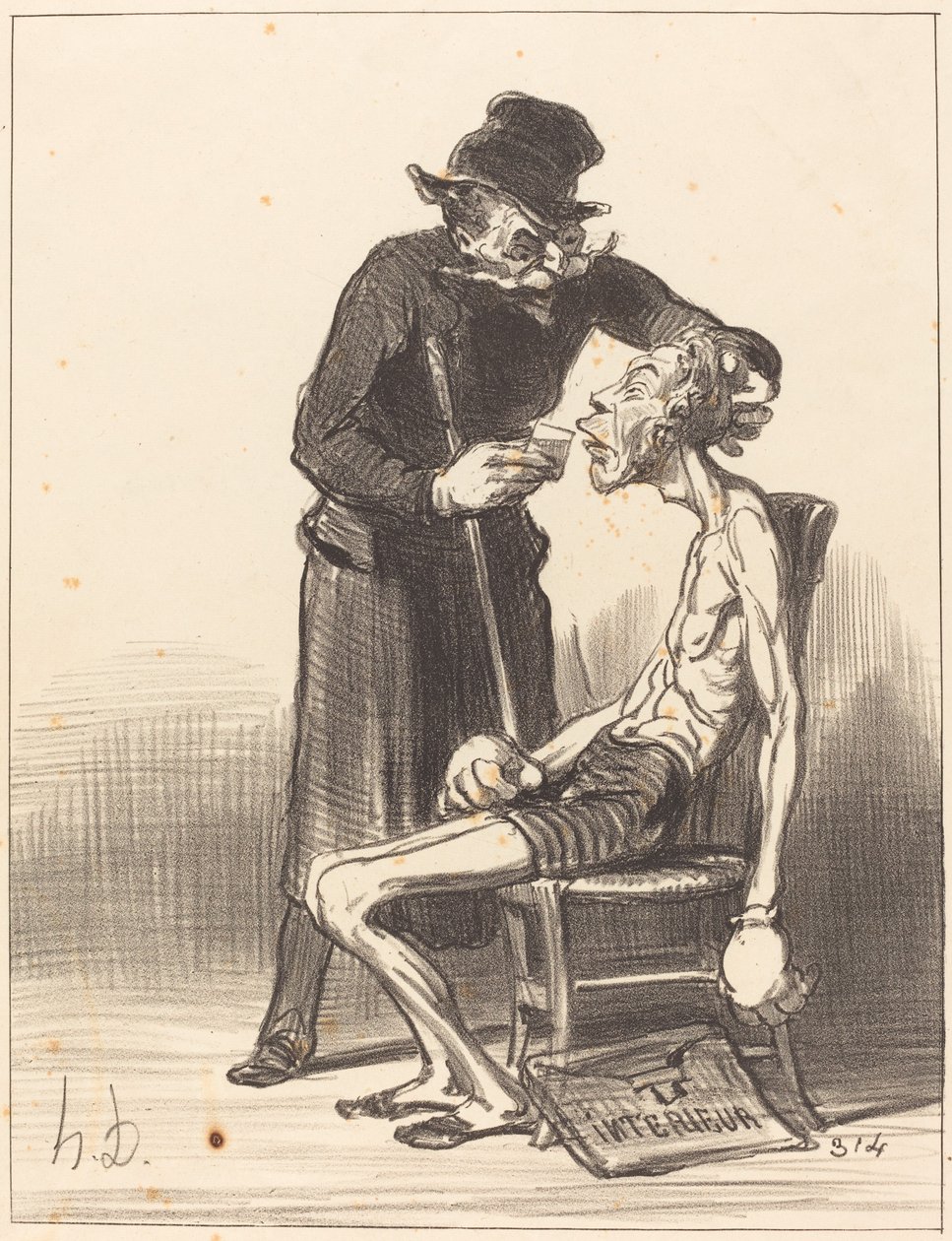 Een ongelukkige worstelaar door Honoré Daumier