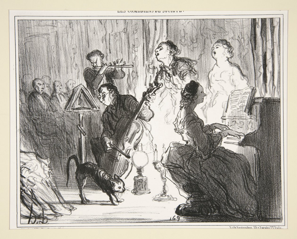 Een orkest in een zeer fatsoenlijk huis, nr. 8 van Les Comediens de Societe door Honoré Daumier