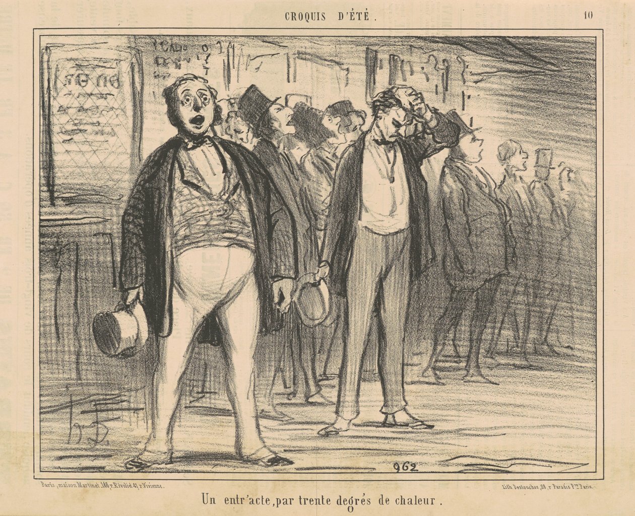 Een Tussenstuk, bij Dertig Graden Warmte door Honoré Daumier