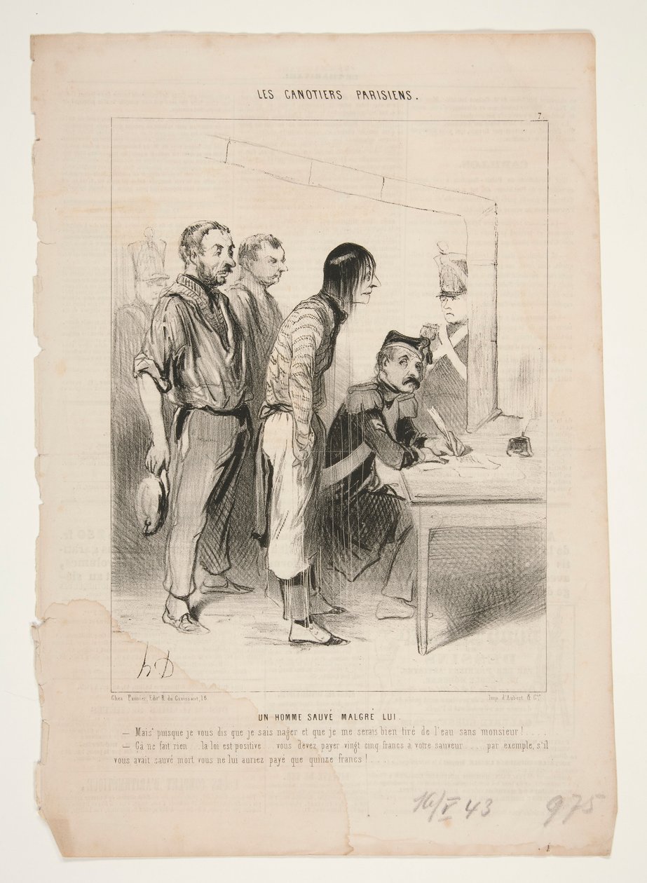 Un homme sauvé malgré lui door Honoré Daumier