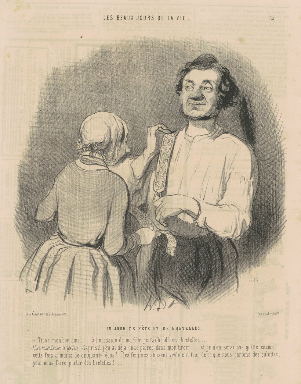 Een Feestdag en Bretels door Honoré Daumier