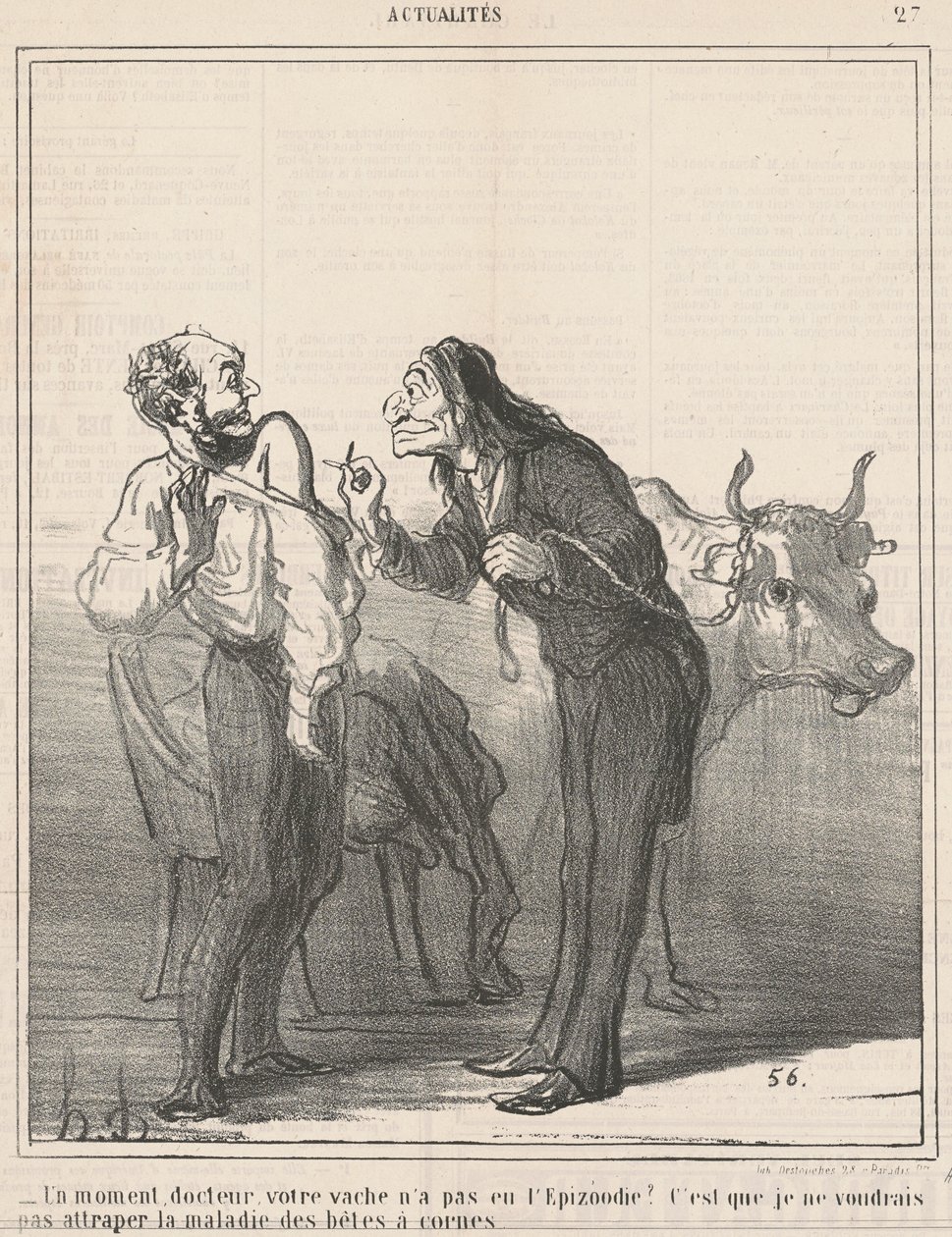 Een moment... heeft uw koe de epizoötie niet gehad?... door Honoré Daumier