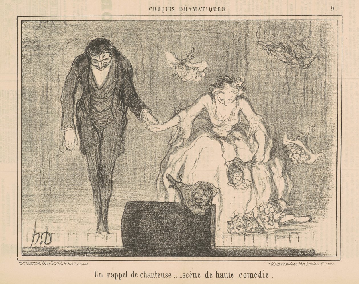 Een Herinnering aan een Zangeres door Honoré Daumier