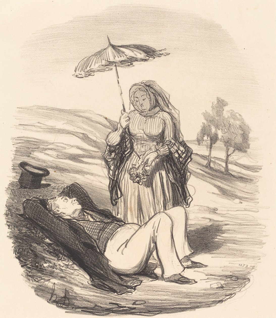 Een echtelijke wandeling door Honoré Daumier