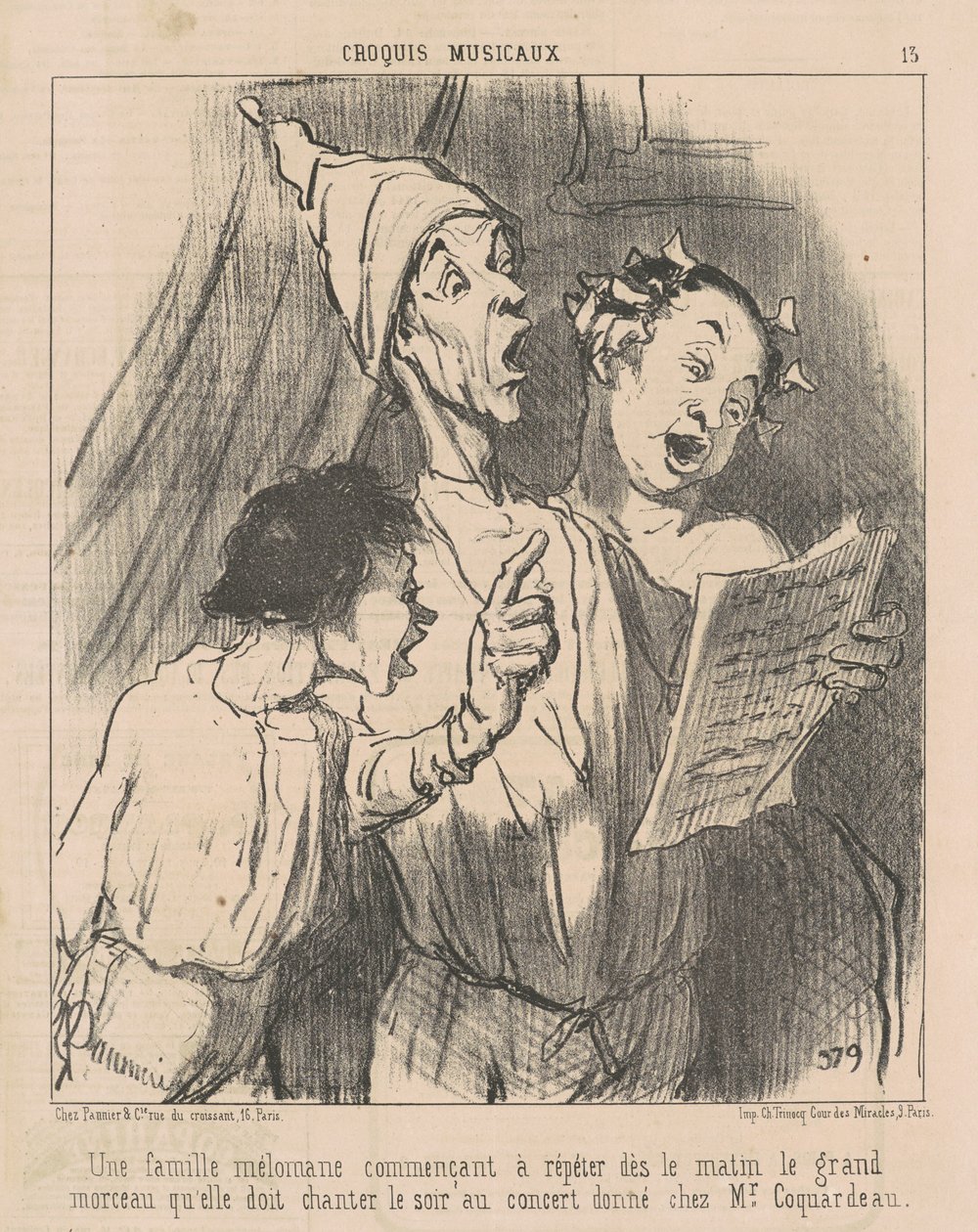 Een muzikale familie... door Honoré Daumier