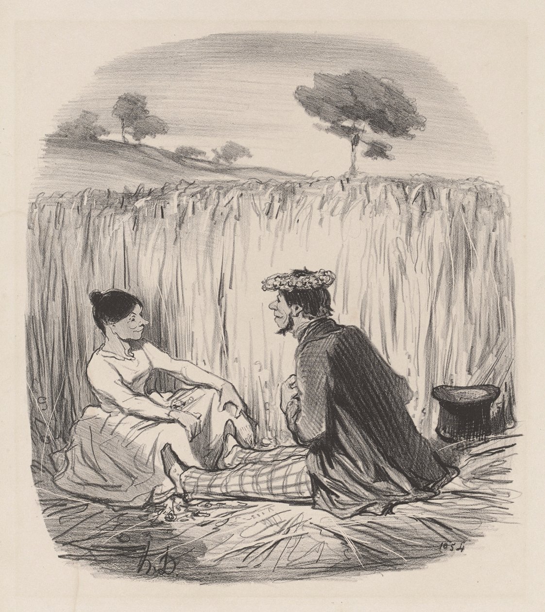 Een idylle in het Koren door Honoré Daumier