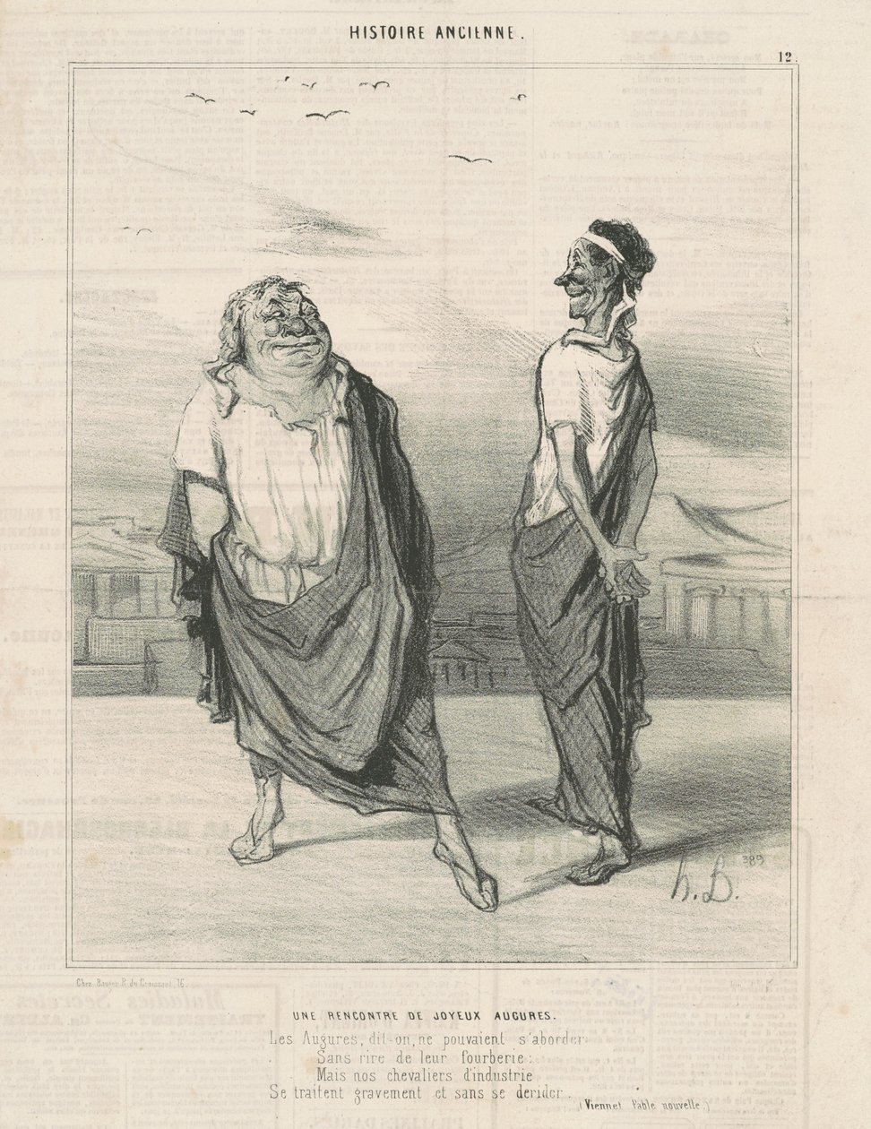 Une rencontre de jouyeauz augures door Honoré Daumier