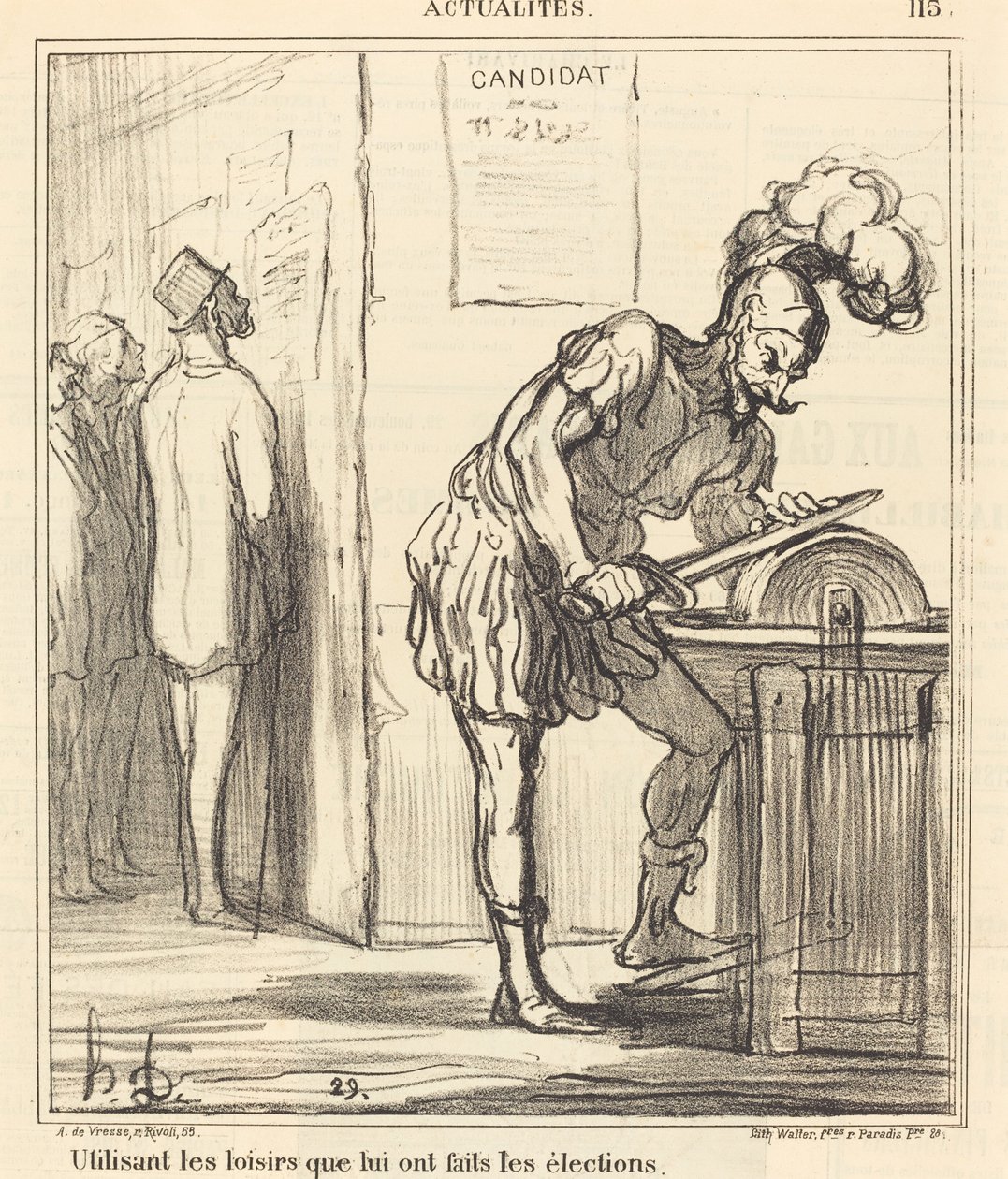 Gebruikmakend van de vrije tijd... door Honoré Daumier