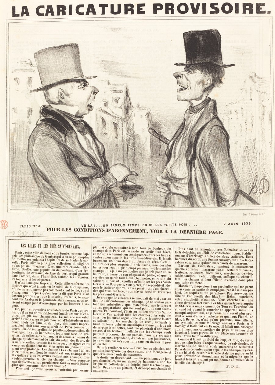Kijk!... een geweldig weer voor de doperwten door Honoré Daumier