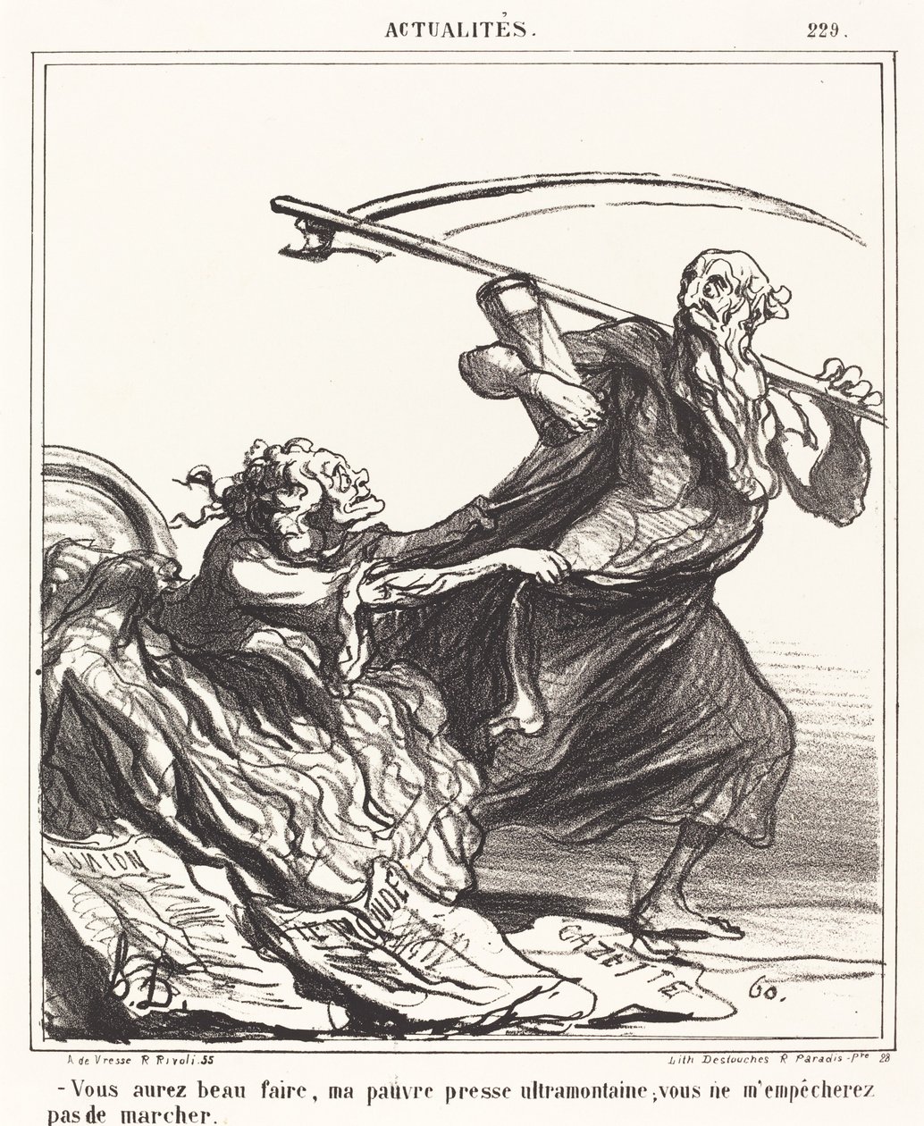 Vous aurez beau faire, ma pauvre presse... door Honoré Daumier