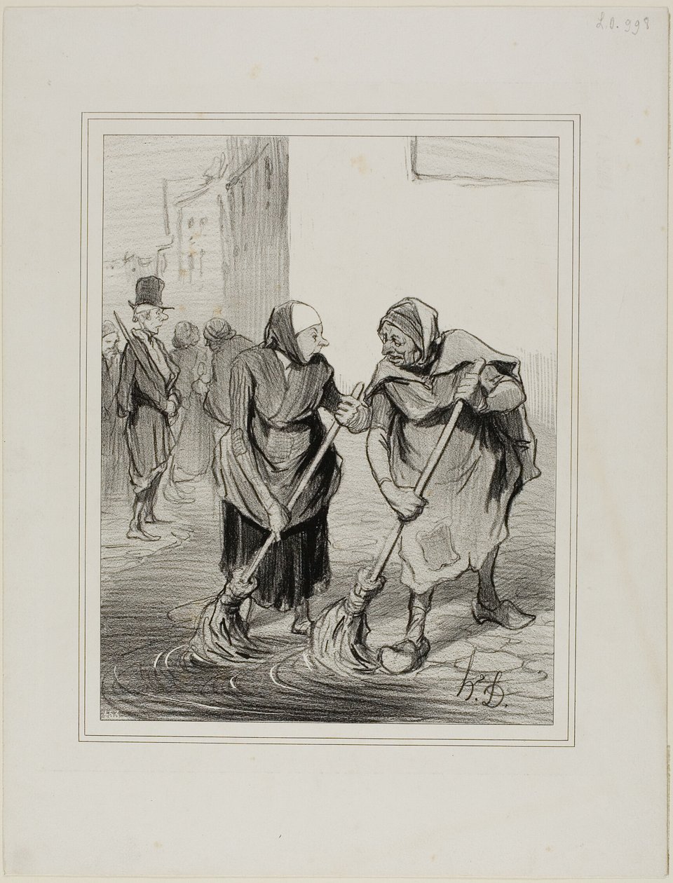 "Zeg eens, Madame. Giboulard ... bent u het er niet mee eens dat het niet erg aangenaam is voor vrouwen van ons geslacht, om elke dag zo naar beneden te komen, de goten van St. Honoré schoon te maken ... - Dat is waar, Madame Chaffarou, maar we kunnen onsz door Honoré Victorin Daumier