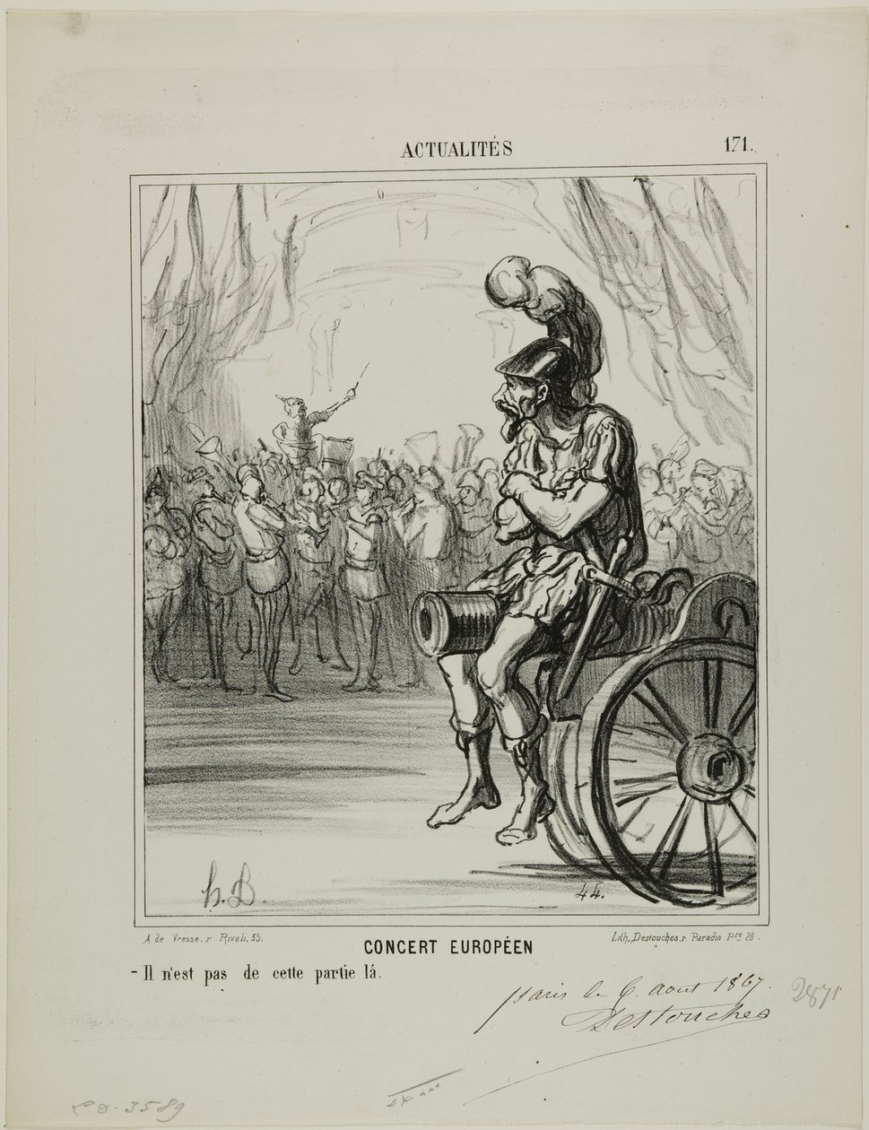 Een Europees concert. Niet toegestaan om deel te nemen aan dit deel, plaat 171 van Actualités door Honoré Victorin Daumier