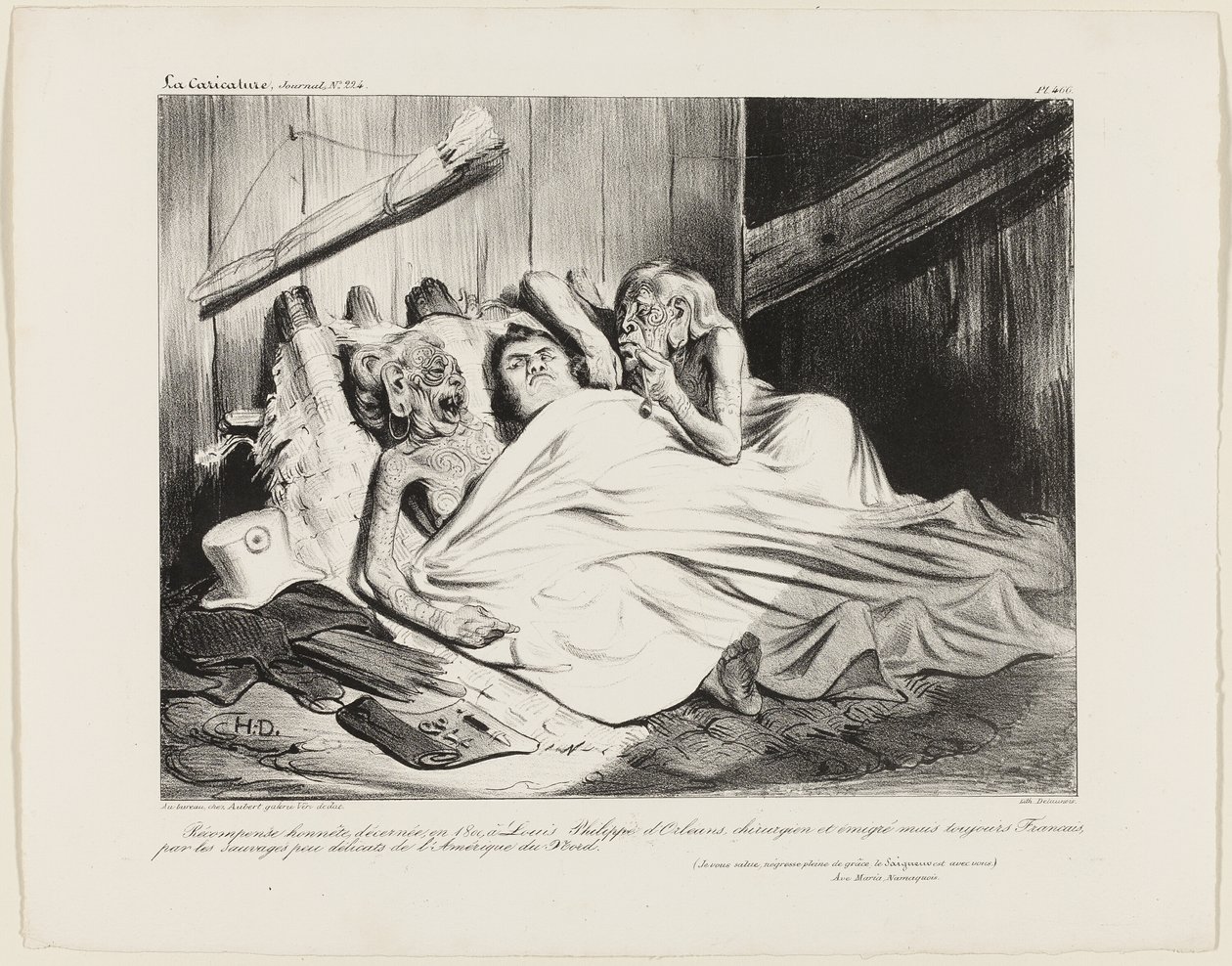 Een eerlijke beloning die in 1800 door de preutse wilden van Noord-Amerika werd geschonken aan Louis-Philippe van Orléans, chirurg en expatriate, maar nog steeds een Fransman. (Ik groet u, gracieuze Black Lady, de Heer is met u.) Een Namaquan Ave Maria, pl door Honoré Victorin Daumier