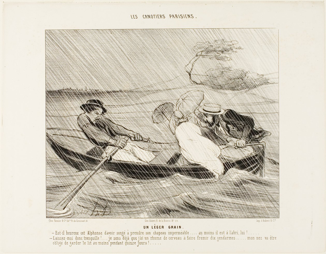 Een lichte rukwind (Un leger grain), plaat 8 uit De Parijse schippers (Les canotiers Parisiens) door Honoré Victorin Daumier