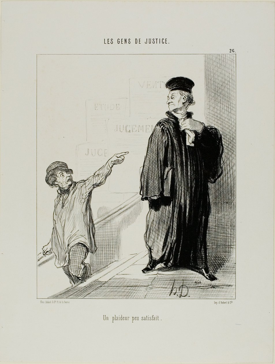 Een nogal ontevreden procespartij, plaat 26 uit Les Gens De Justice door Honoré Victorin Daumier
