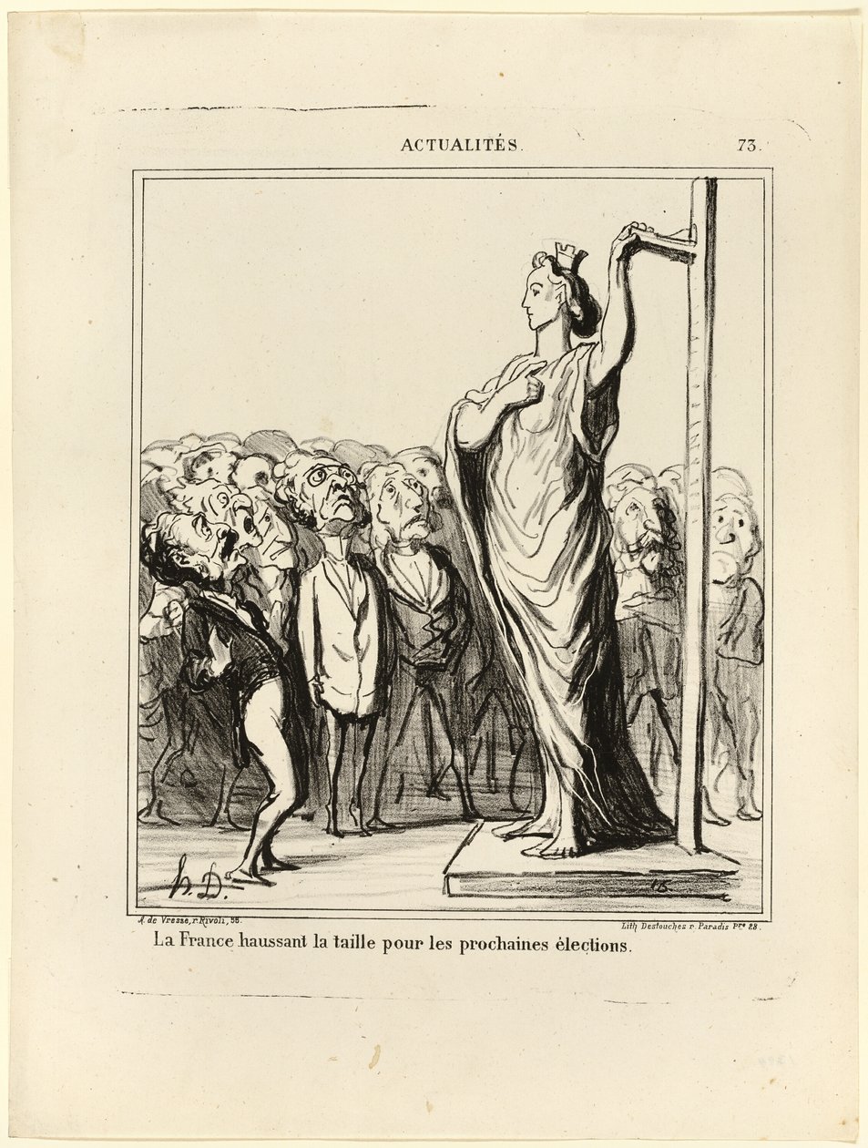 Frankrijk bereidt zich voor om haar kandidaten onder de maat te krijgen, plaat 73 van Actualités door Honoré Victorin Daumier